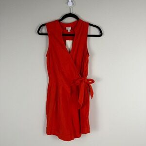 A‎ New Day Red Romper Sleeveless Tie Waist Casual Summer Jumpsuit XS